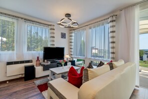 TV, DVD player, stereo