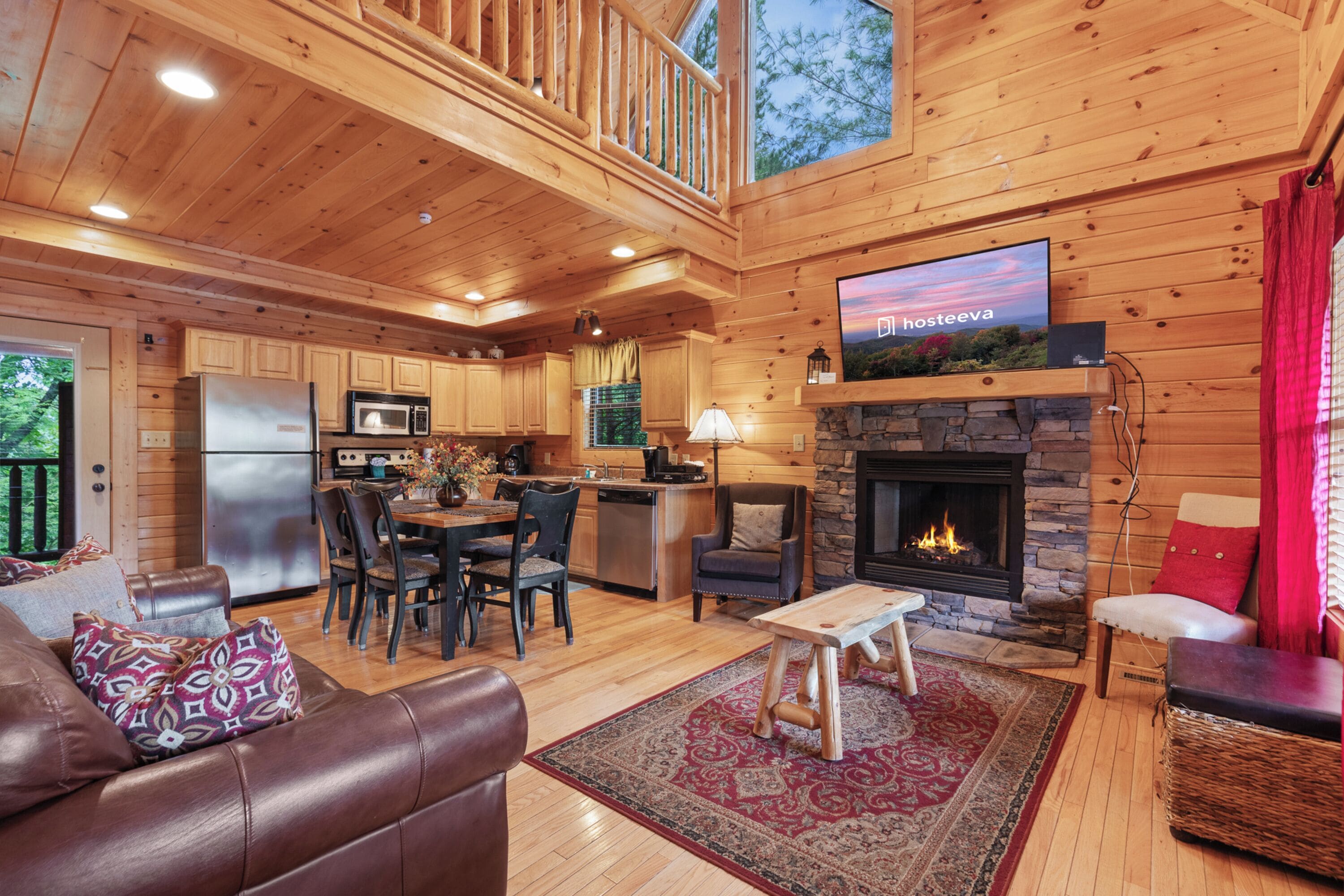 Signature kunyhó, 2 hálószobával, erkély, hegy felőli | Nappali | Okostévé és kandalló