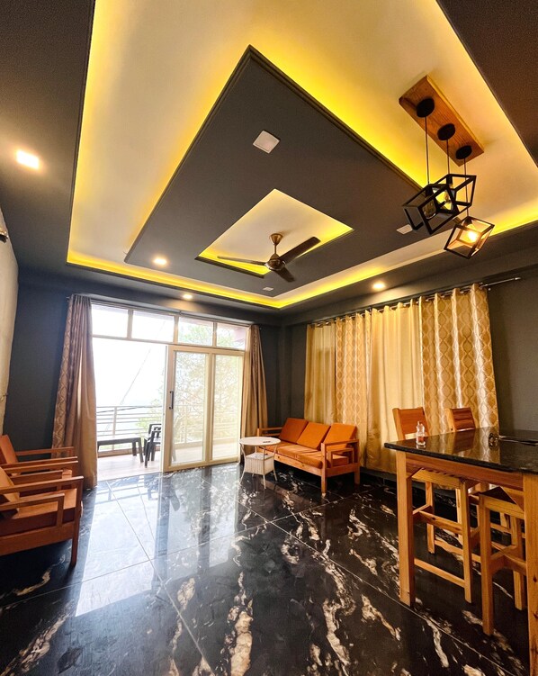 Basic Apartment, 1 Double Bed with Sofa bed, Mountain View | Living room | Flat-screen TV - Diva Nest I Luxury I 1BHK I Homestay (Kasauli)