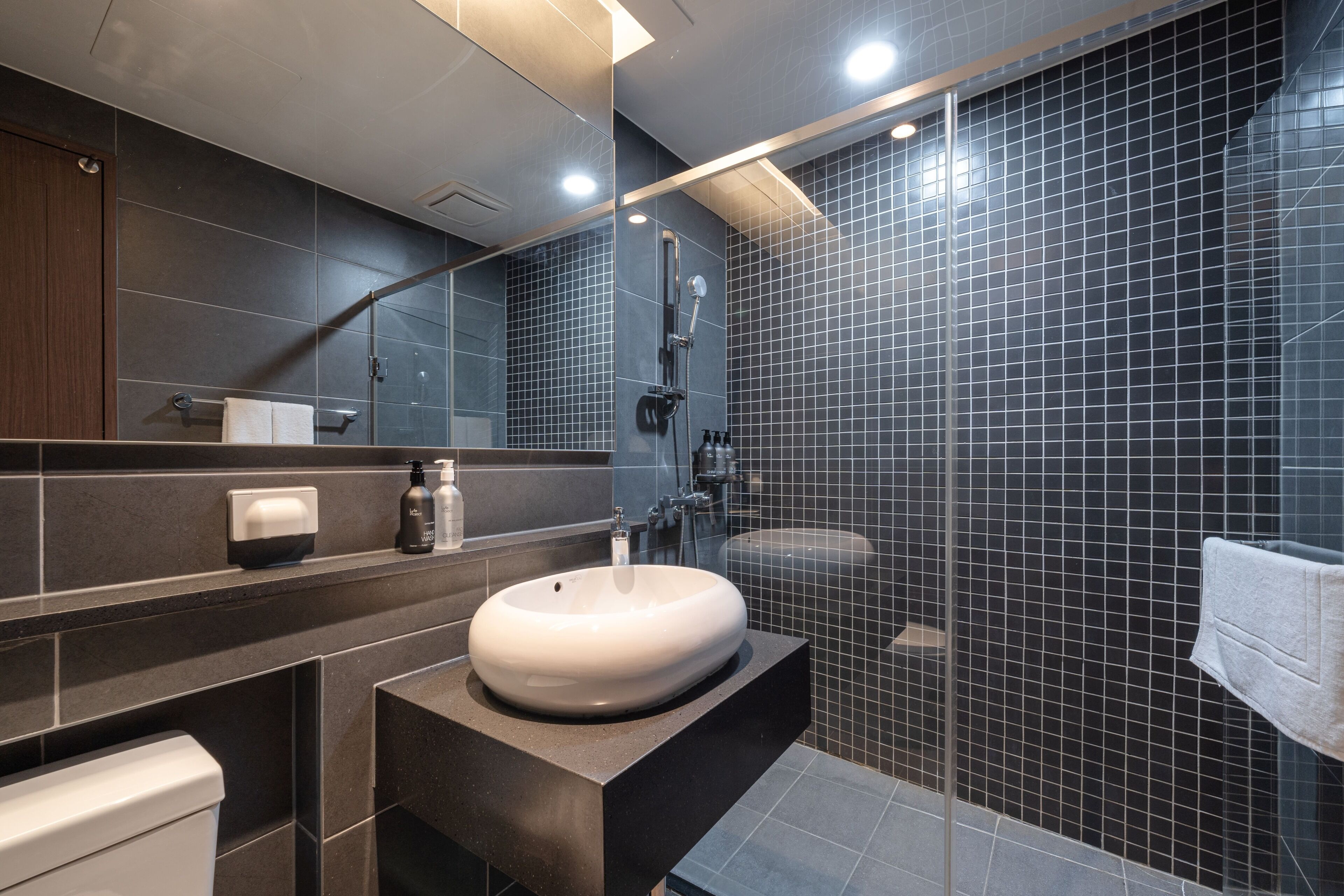 Studio Twin | Bagno | Asciugacapelli, pantofole, asciugamani, shampoo