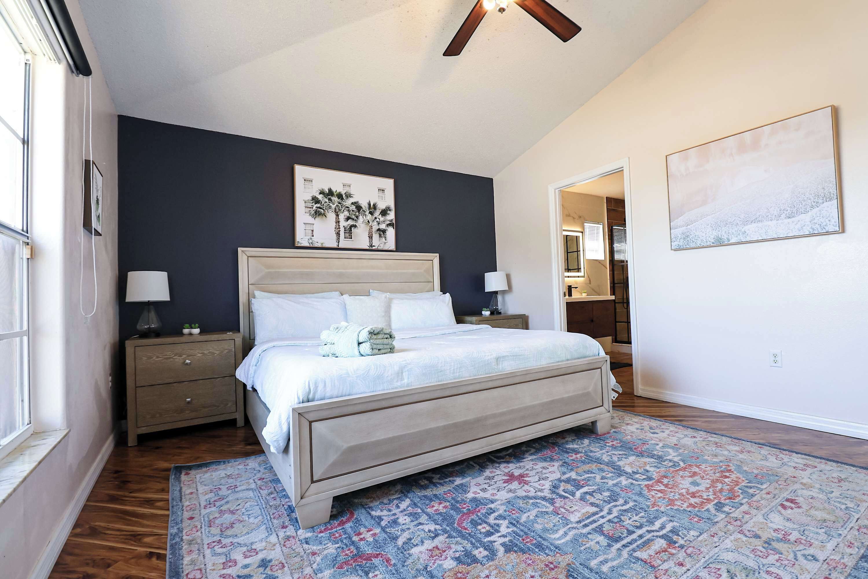 1 bedroom, desk, iron/ironing board, travel cot