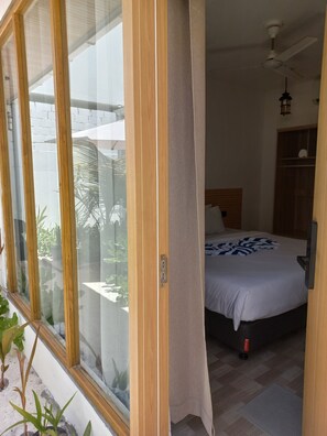 In-room safe, desk, laptop workspace, blackout curtains