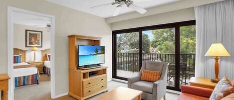 Télévision, lecteur de DVD, espaces bureaux