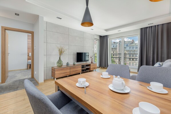 Apartment, 1 Bedroom, Balcony | Living room - Park Apartament Mariacka by Renters (Szczecin)