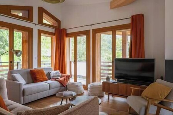 TV, fireplace - Beautiful 3-bedroom penthouse duplex apartment, ski in/out (Les Gets)