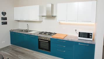 Apartamento | Cozinha americana privada | Geladeira, micro-ondas, fogão, lava-louças