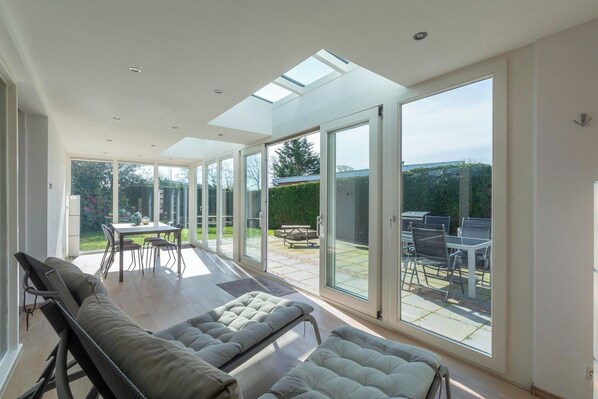 Bungalow | Balcony - Bungalow With Sauna and Pool in Quiet Location (Sint Maartensvlotbrug)