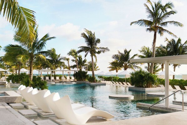 3 outdoor pools, open 8:00 AM to 6:00 PM, pool cabanas (surcharge)
