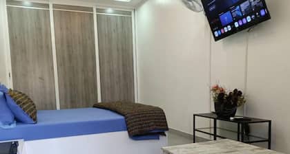 TrĂšs grande chambre spacieuse, clim avec sdb privative et balcon chez lâhabitant
