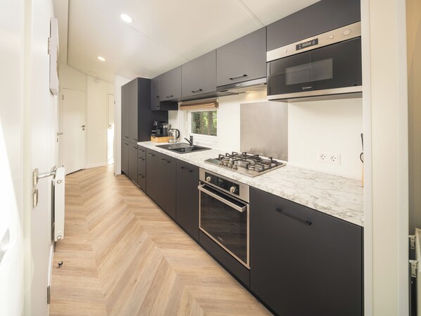 Fridge, microwave, dishwasher, electric kettle