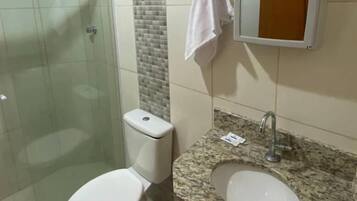 Shower, towels, soap, shampoo
