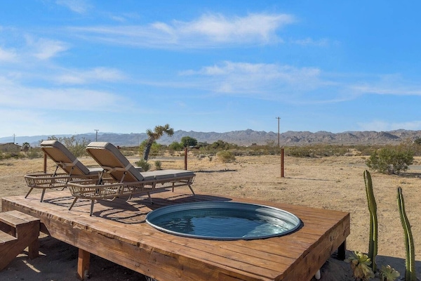 The perfect outdoor deck area with cowboy pool, perfect for relaxation and viewing the stars.
