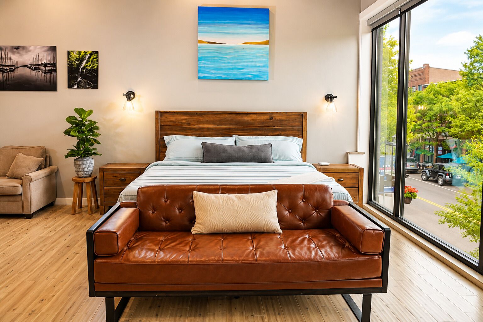 Luxury Studio Suite, City View | Down comforters, memory foam beds, desk, laptop workspace