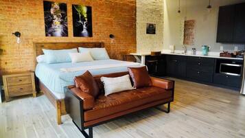 1 bedroom, down comforters, memory foam beds, desk