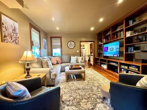Smart TV, foosball, books, offices