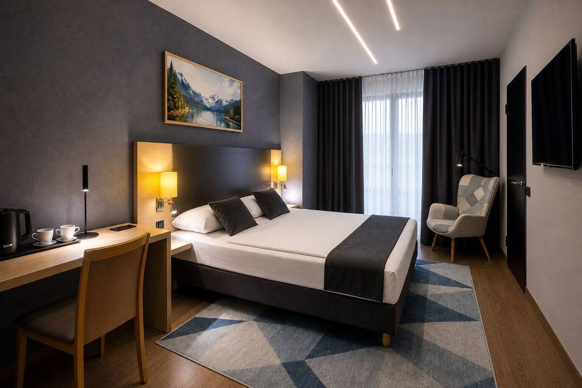 Habitación doble Deluxe | Escritorio, espacio para trabajar con laptop y wifi gratis 