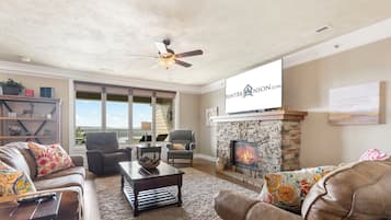 TV, fireplace, DVD player
