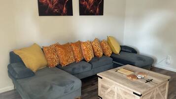 Smart TV, chimenea y libros