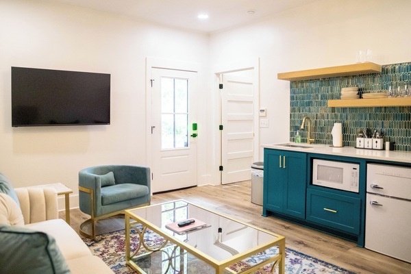 The Vincent Unit C provides a spacious living room with kitchenette