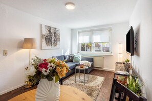 TV - Holiday Apartment 'Terrassenwohnung' with Private Terrace and Wi-Fi (Rötha)