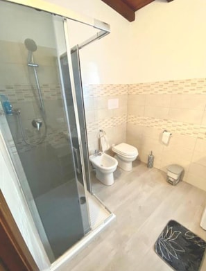 Ducha, secador de pelo, bidet, toallas
