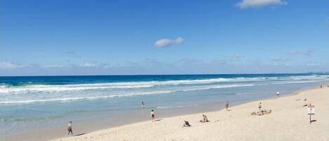 On the beach, white sand