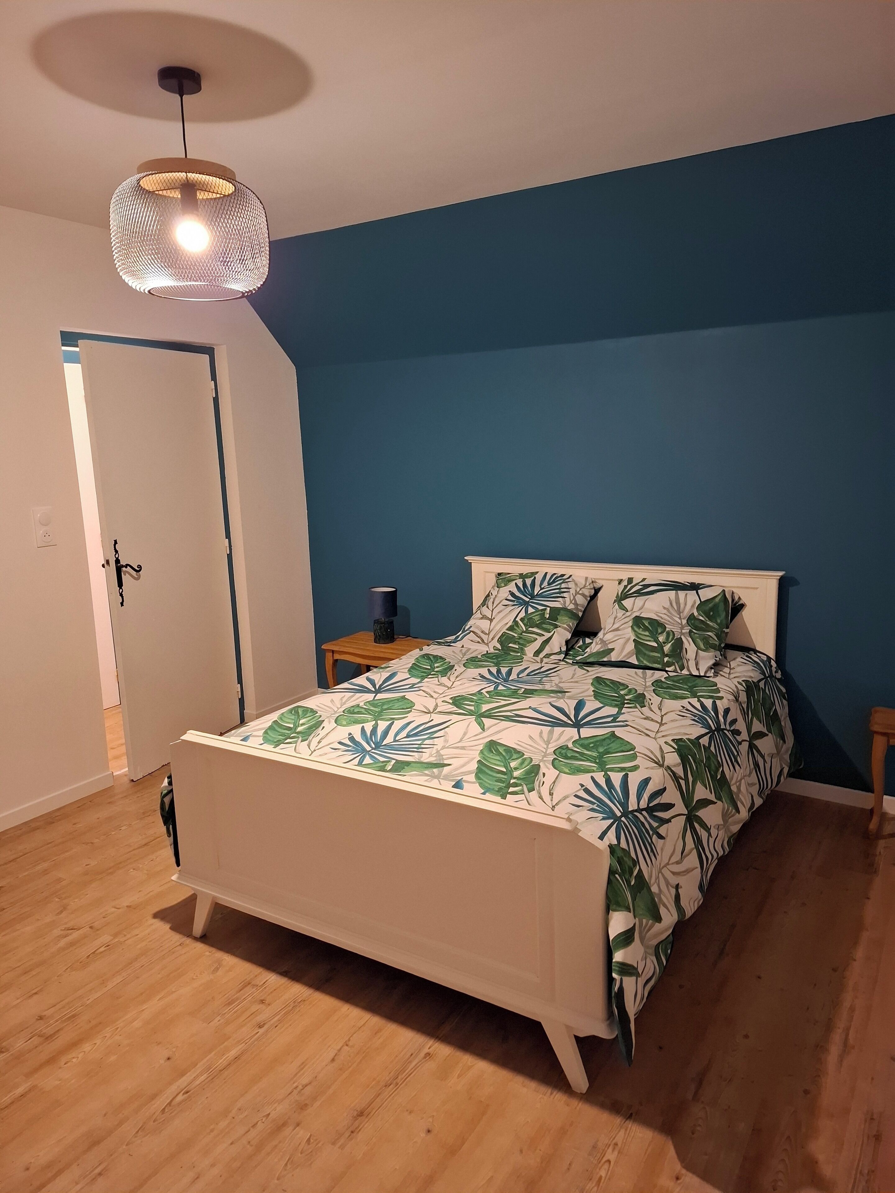 1 chambre, bureau, fer et planche à repasser, lit parapluie