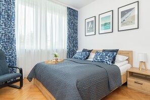 Apartment, 2 Bedrooms, Balcony | 2 bedrooms, desk, laptop workspace, bed sheets - Cozy Gdynia Center Apartment by Renters (Gdynia)