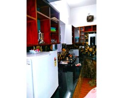 Mini-fridge, microwave, oven, stovetop