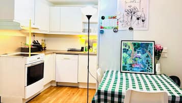 Microwave, oven, dishwasher, high chair
