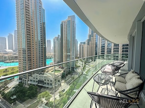 Deluxe Apartment, Balcony, City View | Balcony - WelHome - Luxury Apt in Downtown with Burj Khalifa & Fountain View  (Dubai)