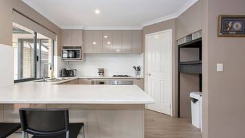 Microwave, stovetop, dishwasher, toaster