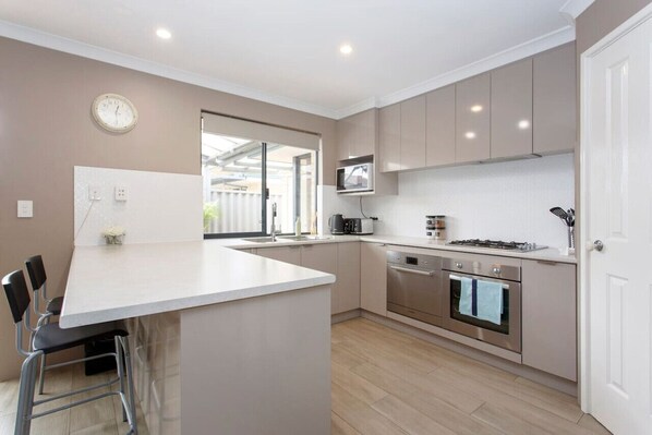 Microwave, stovetop, dishwasher, toaster