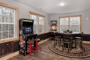 Game room - Boone Getaway | Dog Friendly, Hot Tub, Fire Pit! (Watauga County)