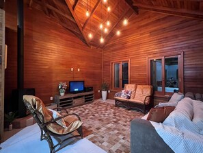 Smart TV, fireplace, stereo, computer monitors