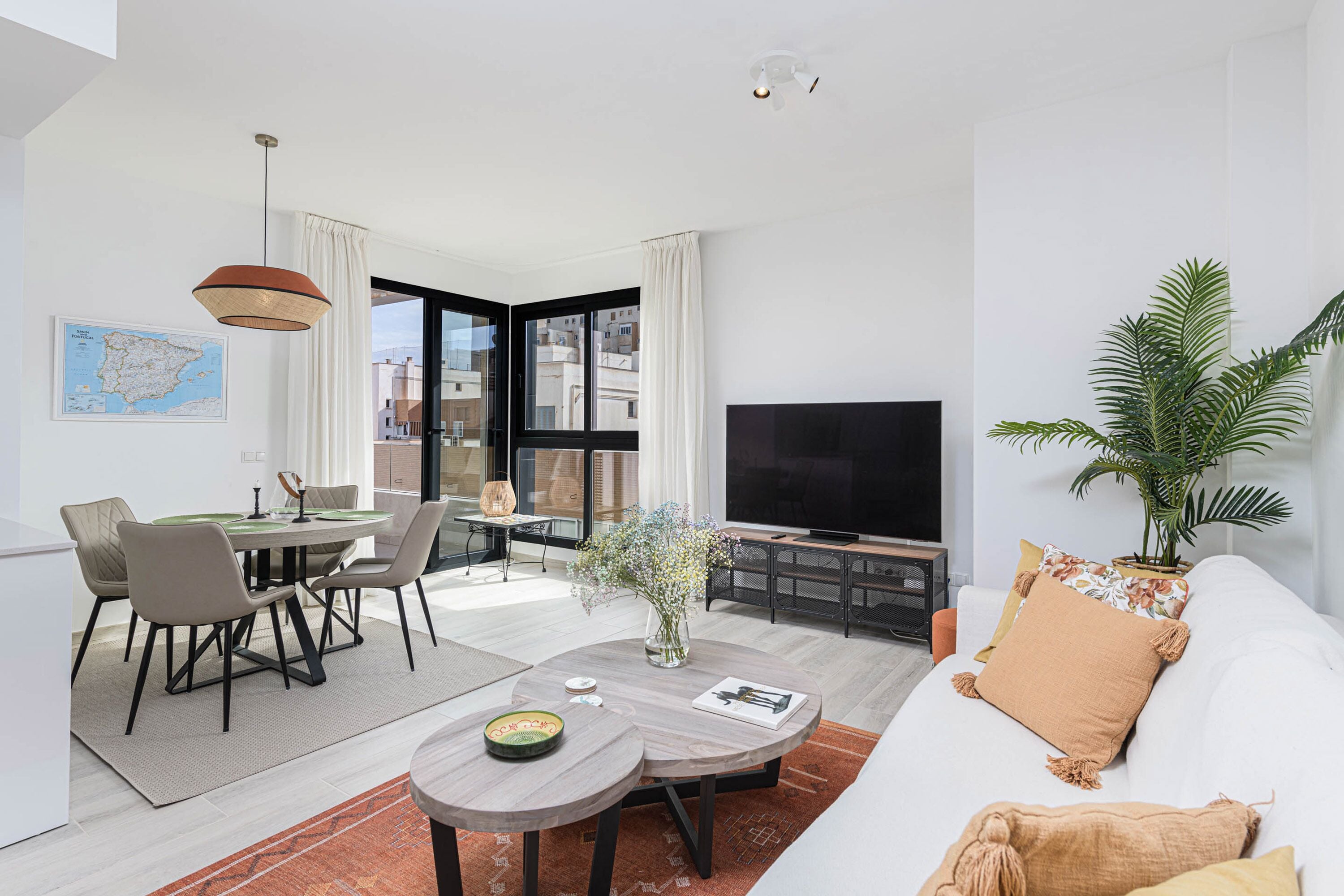 50-inch flat-screen TV with cable channels