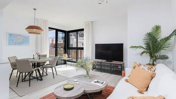 50-inch flat-screen TV with cable channels