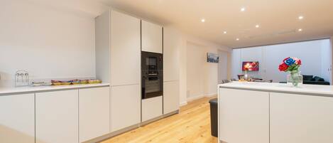 Apartment | Private kitchen | Fridge, microwave, oven, stovetop