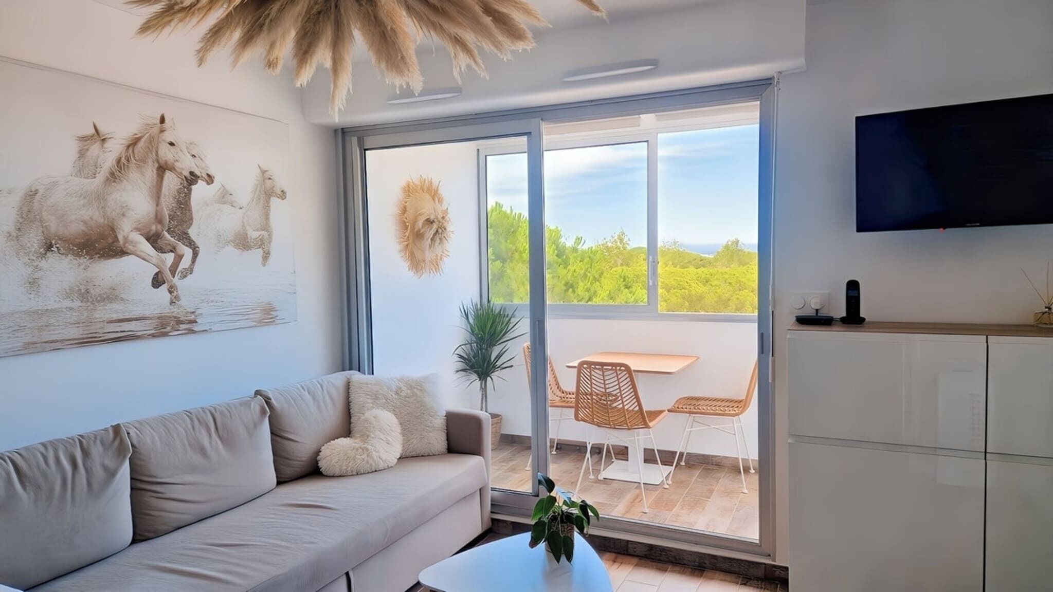 Televisie, een dvd-speler, boeken en een stereo