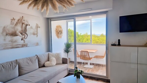 Televisión, reproductor de DVD, libros, estéreo