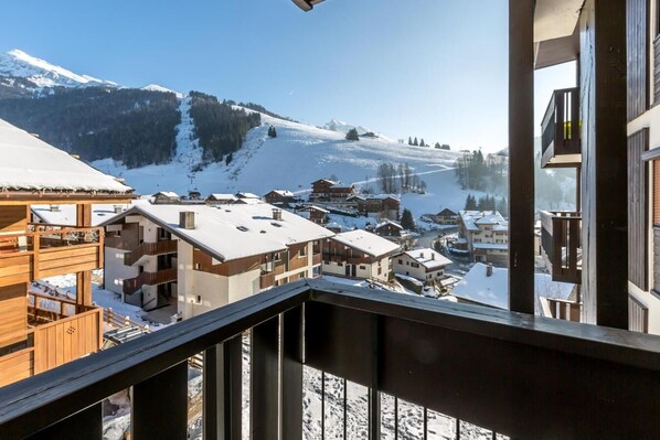 Property grounds - 330m from ski slopes, 2nd floor, view mountain, balcony, tv, ski locker, 37m², La Clusaz (La Clusaz)
