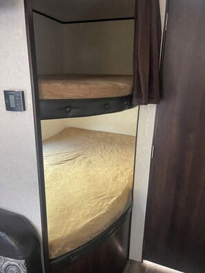 1 bedroom, bed sheets - Cozy Camper sleeps 9  (Owasso)