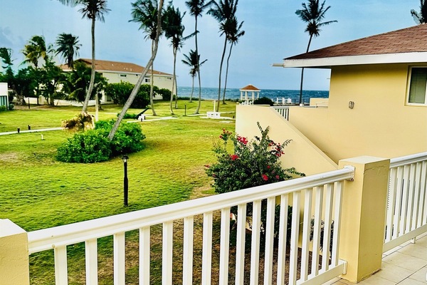 Courtyard and ocean view from balcony.