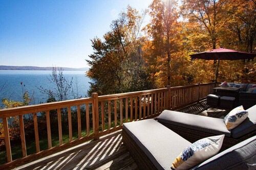 Lakefront Cabin | Boat Dock-Fireplace-Sunset Views