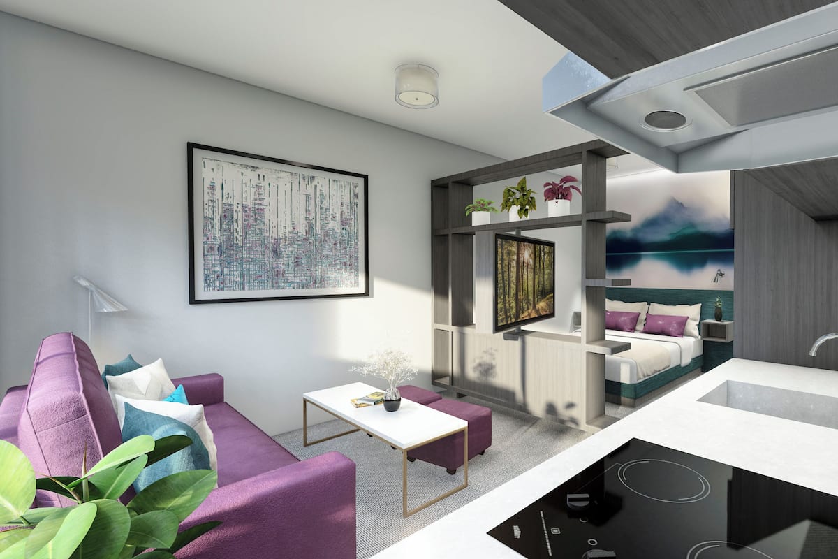 1 slaapkamer, donzen dekbedden, pillowtop-bedden, een bureau