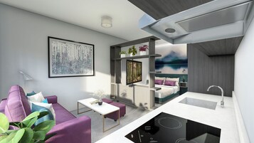 Down comforters, pillowtop beds, desk, laptop workspace