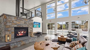 TV, fireplace, offices