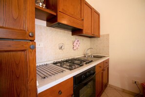 Fridge, oven, stovetop, coffee/tea maker