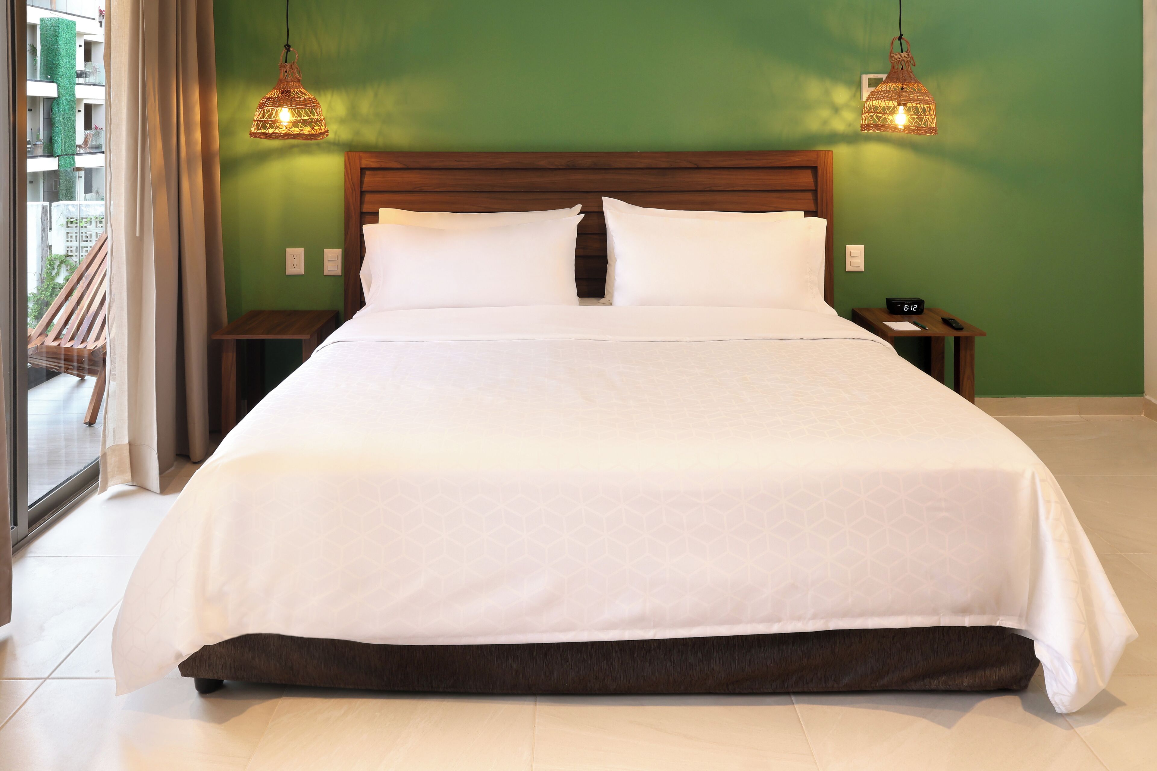 Premium bedding, Select Comfort beds, desk, laptop workspace