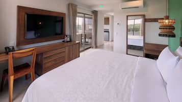 Premium bedding, Select Comfort beds, desk, laptop workspace